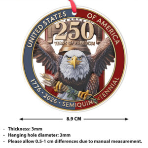 USA 250th Anniversary Acrylic Ornament 1776–2026 Eagle Christmas Ornament 250 Years of Freedom Patriotic Gift for Veterans