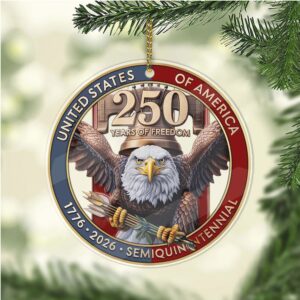 USA 250th Anniversary Acrylic Ornament 1776–2026 Eagle Christmas Ornament 250 Years of Freedom Patriotic Gift for Veterans