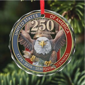 USA 250th Anniversary Glass Ornament United States Semiquincentennial 1776–2026 Patriotic Gift for Veterans USA 250th Anniversary Glass Ornament United States Semiquincentennial 1776–2026 Patriotic Gift for Veterans