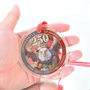 USA 250th Anniversary Glass Ornament United States Semiquincentennial 1776–2026 Patriotic Gift for Veterans