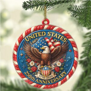 United States 250 Years Anniversary Acrylic Ornament 1776–2026 Patriotic Christmas Ornament