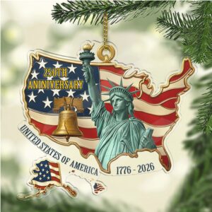 United States 250 Years Anniversary Acrylic Ornament Patriotic 1776–2026 Christmas Ornament
