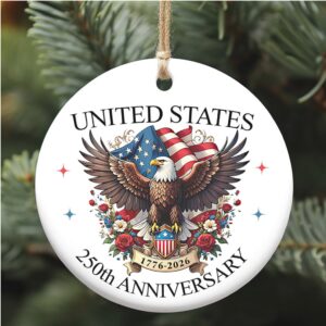 United States 250 Years Anniversary Ceramic Ornament Patriotic 1776–2026 4th of July Christmas Decor