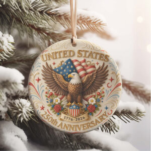 United States 250 Years Anniversary Ceramic Ornament Patriotic Christmas Ornament