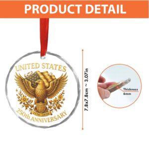 United States 250 Years Anniversary Glass Ornament Patriotic 4th of July 1776–2026 Christmas Ornament United States 250 Years Anniversary Glass Ornament Patriotic 4th of July 1776–2026 Christmas Ornament