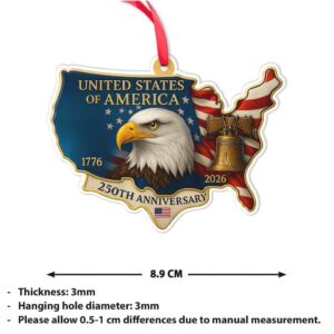 United States of America 250 Years Acrylic Ornament, 250th Anniversary 1776–2026 Christmas Ornament United States of America 250 Years Acrylic Ornament, 250th Anniversary 1776–2026 Christmas Ornament