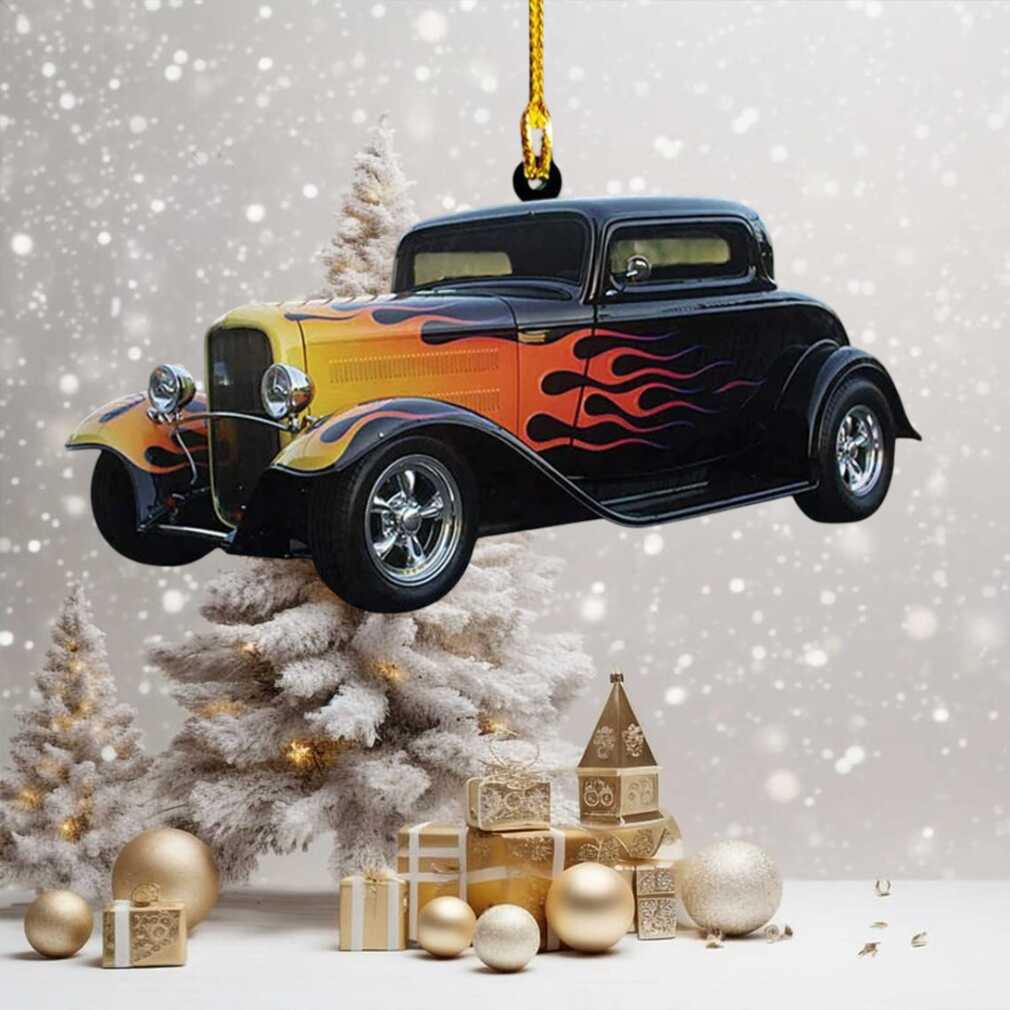 Vintage Black & Orange Flame Hot Rod Ornament Vintage Black & Orange Flame Hot Rod Ornament