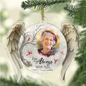 We’re Always With You Memorial Acrylic Ornament Personalized Custom Name Photo Ornament