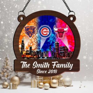 Custom Chicago Sports Fan Family Ornament