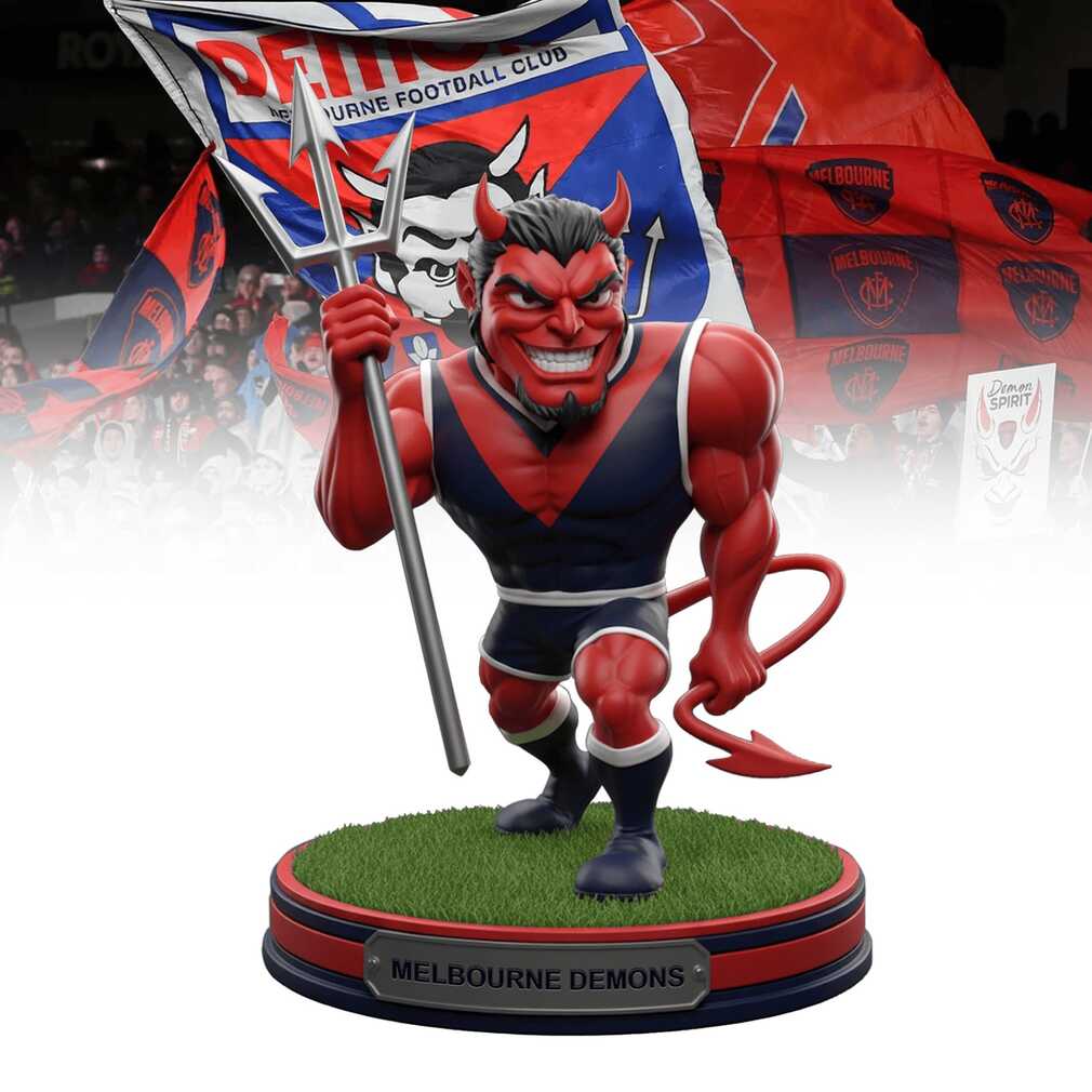 Close-up of Melbourne Demons Barbarian Warrior ornament for display