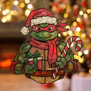 🎄 Ninja Turtles Elegant Glass Hexagon Ornament