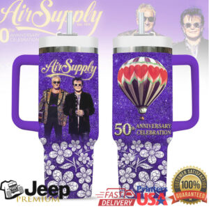 Air Supply 50th Anniversary Celebration Purple Sparkle Tumbler