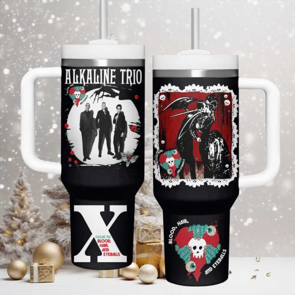 Alkaline Trio Blood, Hair, and Eyeballs Insulated Tumbler with Handle & Straw Alkaline Trio Blood, Hair, and Eyeballs Insulated Tumbler with Handle & Straw