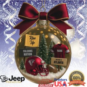 Atlanta Falcons Rise Up Personalized Football Christmas Ornament