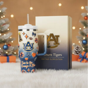 Auburn Tigers 30oz Tumbler with Handle Heritage Glow Edition