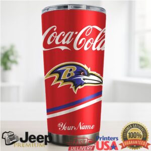 Baltimore Ravens NFL Team Mix Coca Red Tumbler Custom Name