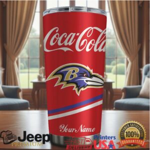 Baltimore Ravens NFL Team Mix Coca Red Tumbler Custom Name