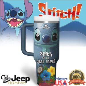 Bioworld Disney's Stitch Chilled Vibes 40 Oz Stainless Steel Tumbler With Handle