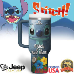 Bioworld Disney's Stitch Chilled Vibes 40 Oz Stainless Steel Tumbler With Handle