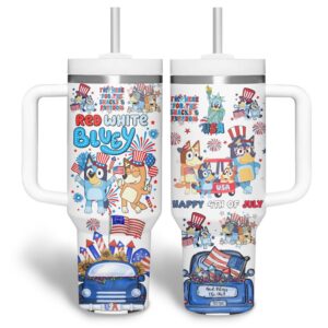 Bluey themed 4th of July tumblers
