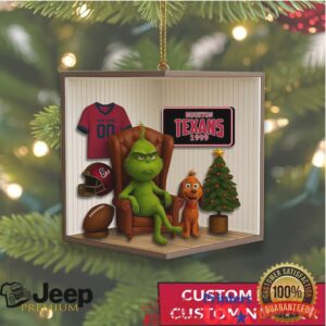 Custom Houston Texans Grinch Christmas Ornament