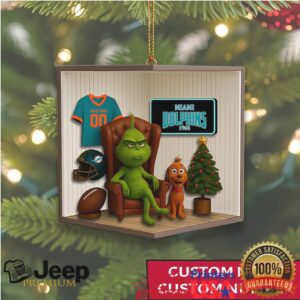Custom Miami Dolphins Grinch Christmas Ornament