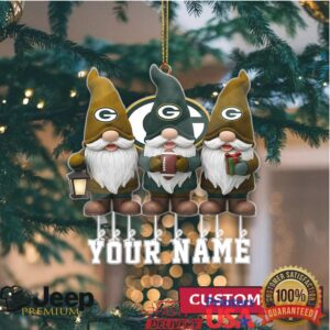Custom Name Green Bay Gnomes Christmas Ornaments