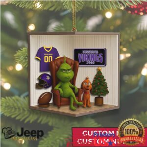 Custom Name Grinch Christmas Tree Decoration – Minnesota Vikings Ornament