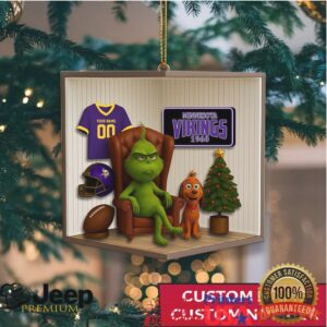 Custom Name Grinch Christmas Tree Decoration – Minnesota Vikings Ornament