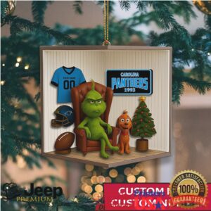 Custom Name & Number Carolina Panthers Grinch Ornament