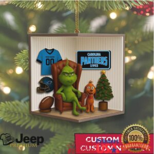 Custom Name & Number Carolina Panthers Grinch Ornament