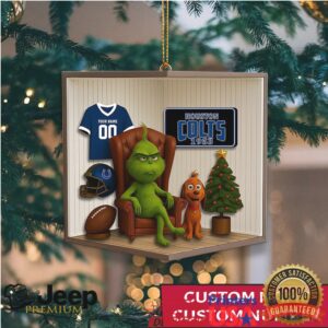 Custom Name & Number Grinch Football Fan Keepsake Ornament