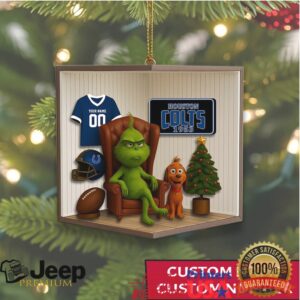 Custom Name & Number Grinch Football Fan Keepsake Ornament