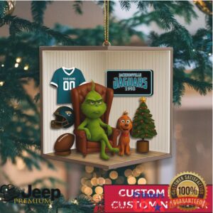 Custom Name Number Jaguars Grinch Holiday Ornament