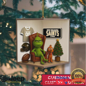 Custom Name & Number New Orleans Saints Grinch Fan Ornament Custom Name & Number New Orleans Saints Grinch Fan Ornament