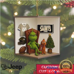Custom Name & Number New Orleans Saints Grinch Fan Ornament