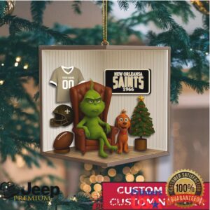 Custom Name & Number New Orleans Saints Grinch Fan Ornament