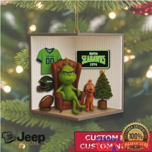 Custom Name & Number Seahawks Grinch Fan Gift Ornament