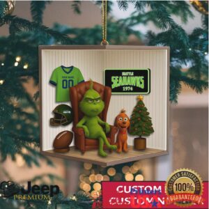 Custom Name & Number Seahawks Grinch Fan Gift Ornament