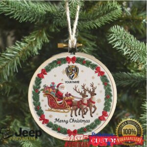 Custom Name Santa & Reindeer Christmas Embroidery Hoop Ornament