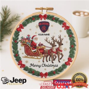 Custom Name Santa Sleigh Embroidery Hoop Christmas Ornament