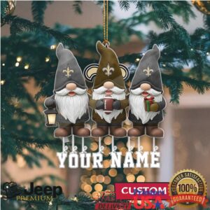 Custom New Orleans Saints Gnome Family Christmas Ornament