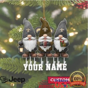 Custom New Orleans Saints Gnome Family Christmas Ornament