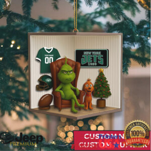 Custom New York Jets Grinch Christmas Ornament Custom New York Jets Grinch Christmas Ornament