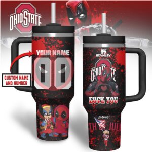 Custom Ohio State Buckeyes x Deadpool Stanley Style Tumblers