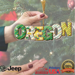 Custom Wooden Oregon Ornament with NameYear