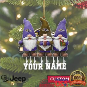 Customizable Baltimore Ravens Gnome Family Christmas Ornament