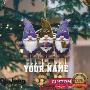 Customizable Baltimore Ravens Gnome Family Christmas Ornament
