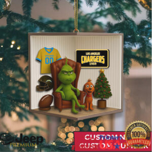 Customizable Los Angeles Chargers Grinch Christmas Ornament Customizable Los Angeles Chargers Grinch Christmas Ornament