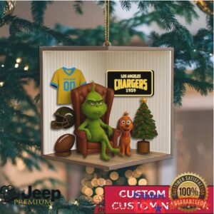 Customizable Los Angeles Chargers Grinch Christmas Ornament